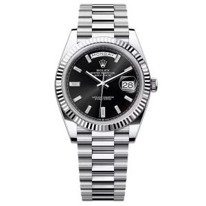 Superclone Rolex Day-Date Bright Black Diamond Dial 228236-0004 40 mm