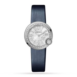Replica Cartier Ballon Blanc de Cartier Watch 26mm Steel Diamonds Leather W4BL0002