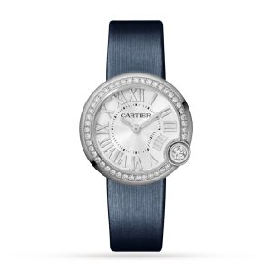 Replica Cartier Ballon Blanc de Cartier Watch 30mm Steel Diamonds Leather W4BL0003