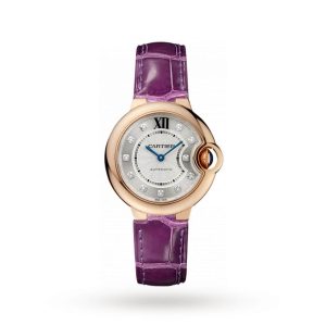 Replica Cartier Ballon Bleu De Cartier Watch 33mm Automatic Rose Gold Diamonds Leather WE902063