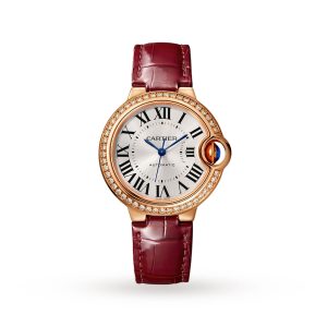 Replica Cartier Ballon Bleu de watch 33 mm pink gold diamonds leather WJBB0033