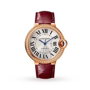 Replica Cartier Ballon Bleu de watch 36 mm rose gold diamonds leather WJBB0034