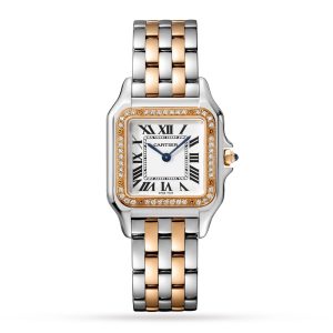 Replica Cartier Panthère De Cartier Watch Medium Model Quartz Rose Gold Steel Diamonds W3PN0007