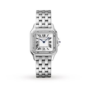 Replica Cartier Panthère De Cartier Watch Medium Model Quartz Steel Diamonds W4PN0008