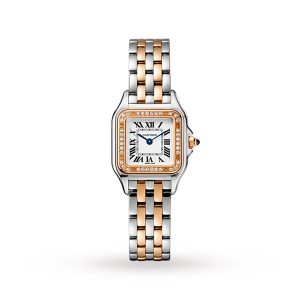 Replica Cartier Panthère De Cartier Watch Small Model Quartz Rose Gold Steel Diamonds W3PN0006