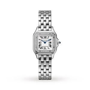 Replica Cartier Panthère De Cartier Watch Small Model Quartz Steel Diamonds W4PN0007