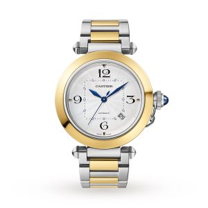 Replica Cartier Pasha de Cartier 41 mm automatic movement 18K yellow gold and steel interchangeable metal and leather straps W2PA0009