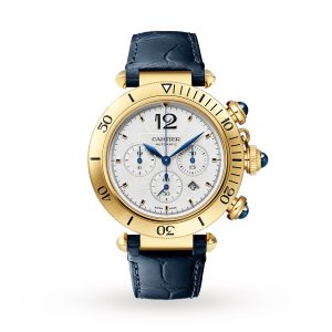 Replica Cartier Pasha de Cartier 41 mm chronograph automatic movement 18K yellow gold interchangeable leather straps WGPA0017