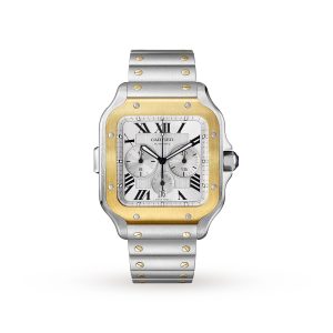 Replica Cartier Santos De Cartier Chronograph Watch Extra-large Model Automatic Yellow Gold Steel Interchangeable Metal And Rubber Bracelets W2SA0008