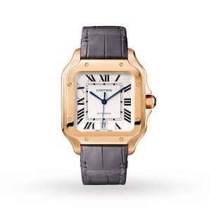 Replica Cartier Santos De Cartier Watch Large Model Automatic Pink Gold 2 Interchangeable Leather Bracelets WGSA0019
