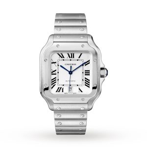 Replica Cartier Santos De Cartier Watch Large Model Automatic Steel Interchangeable Metal And Leather Bracelets WSSA0018/WSSA0009