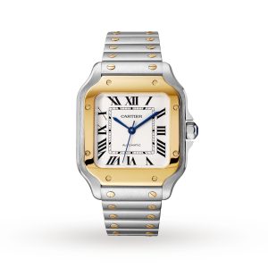 Replica Cartier Santos De Cartier Watch Medium Model Automatic Yellow Gold Steel Interchangeable Metal And Leather Bracelets W2SA0016/W2SA0007