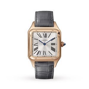 Replica Cartier Santos-Dumont Watch Large Model Quartz Pink Gold Leather WGSA0021