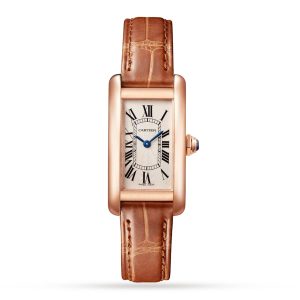 Replica Cartier Tank Américaine Watch Small Model Quartz Rose Gold Leather W2607456