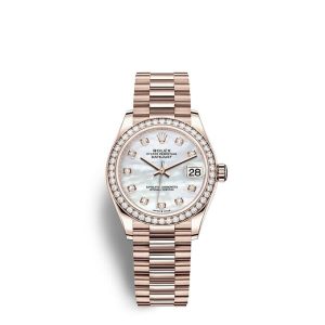 Replica Rolex Datejust 31 Oyster 31 mm Everose gold and diamonds m278285rbr-0005