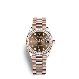 Replica Rolex Datejust 31 Oyster 31 mm Everose gold and diamonds m278285rbr-0006