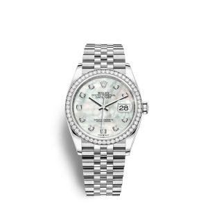 Replica Rolex Datejust 36 Oyster 36 mm Oystersteel white gold and diamonds m126284rbr-0011