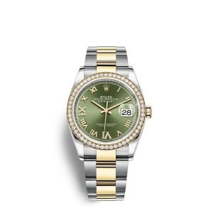 Replica Rolex Datejust 36 Oyster 36 mm Oystersteel yellow gold and diamonds m126283rbr-0012