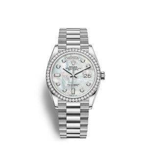 Replica Rolex Day-Date 36 Oyster 36 mm white gold and diamonds m128349rbr-0004