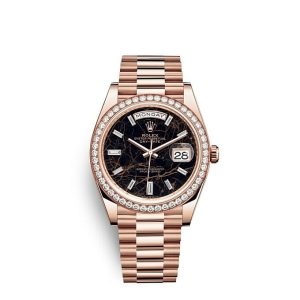 Replica Rolex Day-Date 40 Oyster 40 mm Everose gold and diamonds m228345rbr-0016