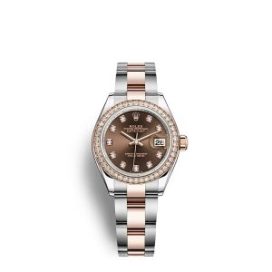 Replica Rolex Lady-Datejust Oyster 28 mm Oystersteel Everose gold and diamonds m279381rbr-0012