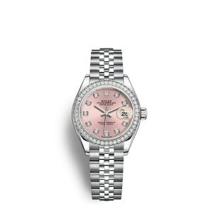 Replica Rolex Lady-Datejust Oyster 28 mm Oystersteel white gold and diamonds m279384rbr-0003