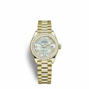 Replica Rolex Lady-Datejust Oyster 28 mm yellow gold and diamonds m279138rbr-0015