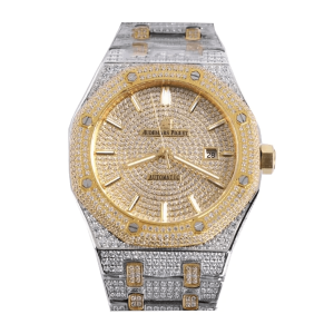 Replica Audemars Piguet Royal Oak Selfwinding 41 mm, Yellow Gold/Silver/Gem Set Ref. 15400SR.OO.1220SR.01